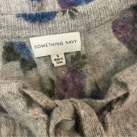 Something Navy Floral Ruffle Sweater - Picture 3 of 9